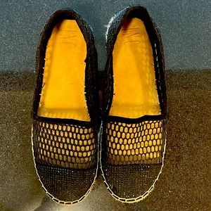 INC black mesh espadrilles with rhinestones, size 8.5